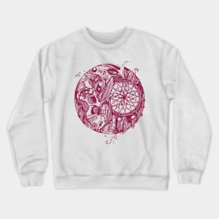 Burgundy Skull and Dreamcatcher Circle Crewneck Sweatshirt